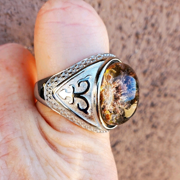 New Yellow Phantom Quartz Adjustable 925 Silver Ring. - Picture 1 of 14